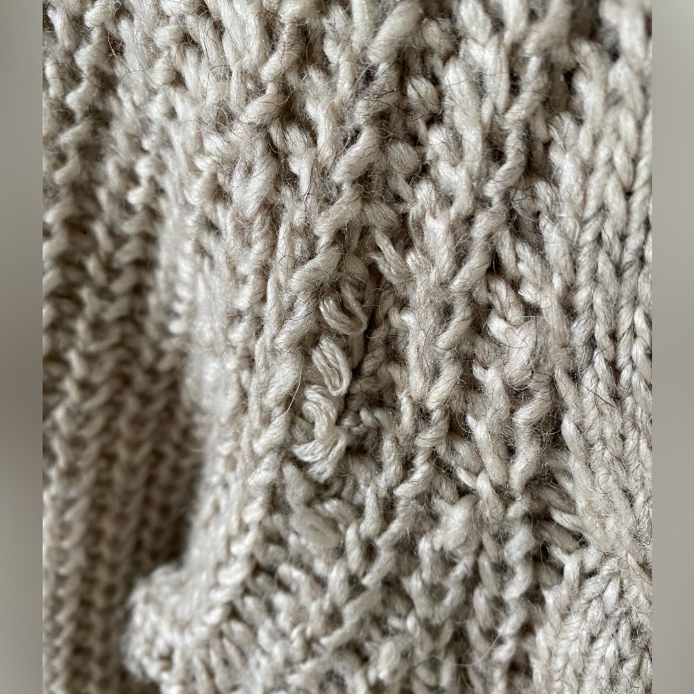 3/$30 Cleo wool blend chunky knit beige zip up sweater dress w/ buttoned collar - Picture 10 of 13